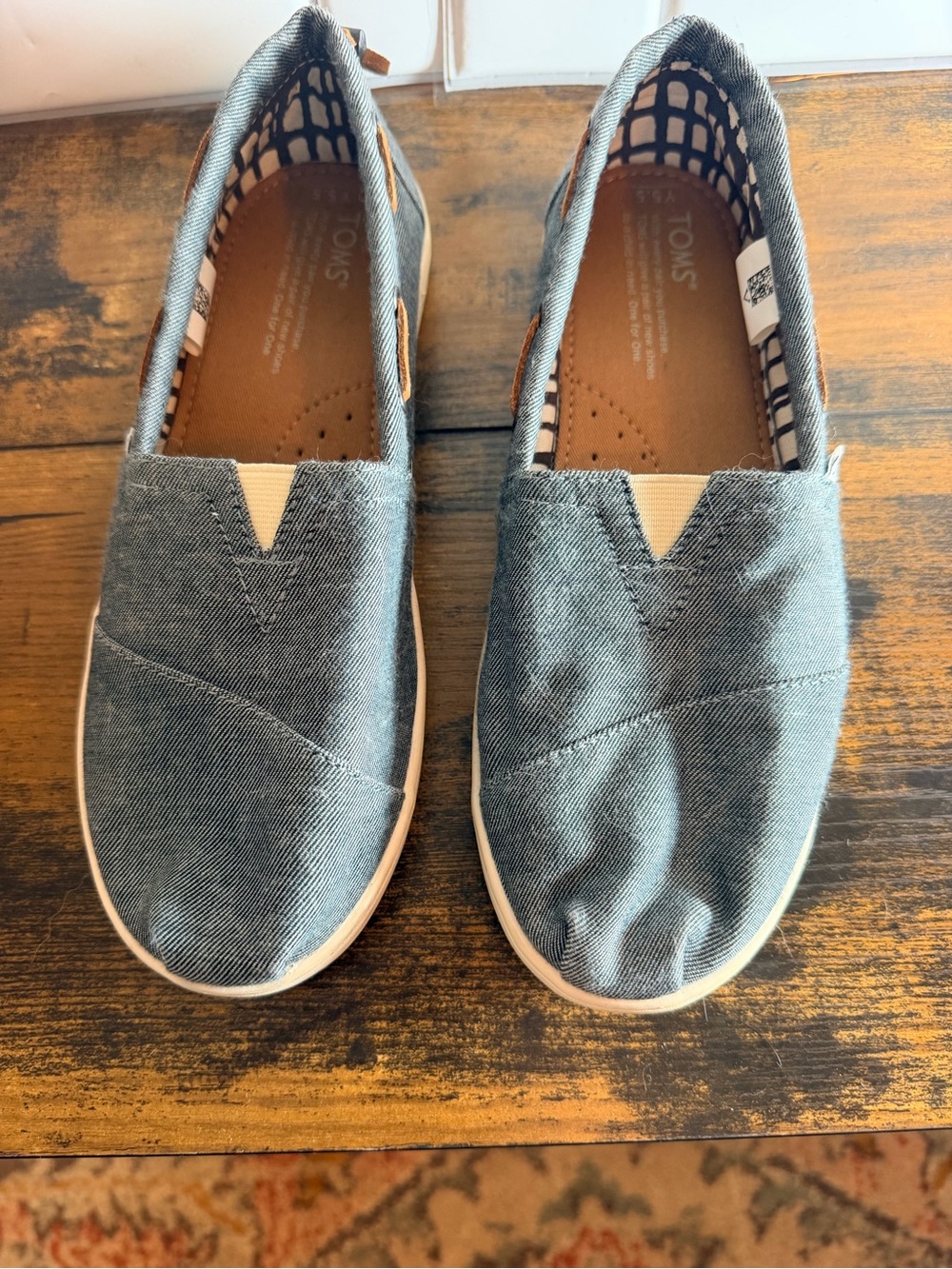Toms Kids Blue-Gray Canvas Slip-On Sneakers